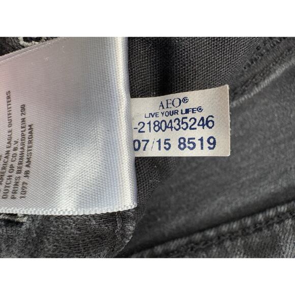 American Eagle Womens High Rise Jegging Jeans 6 Black Denim Stretch Grunge Goth - Picture 6 of 9